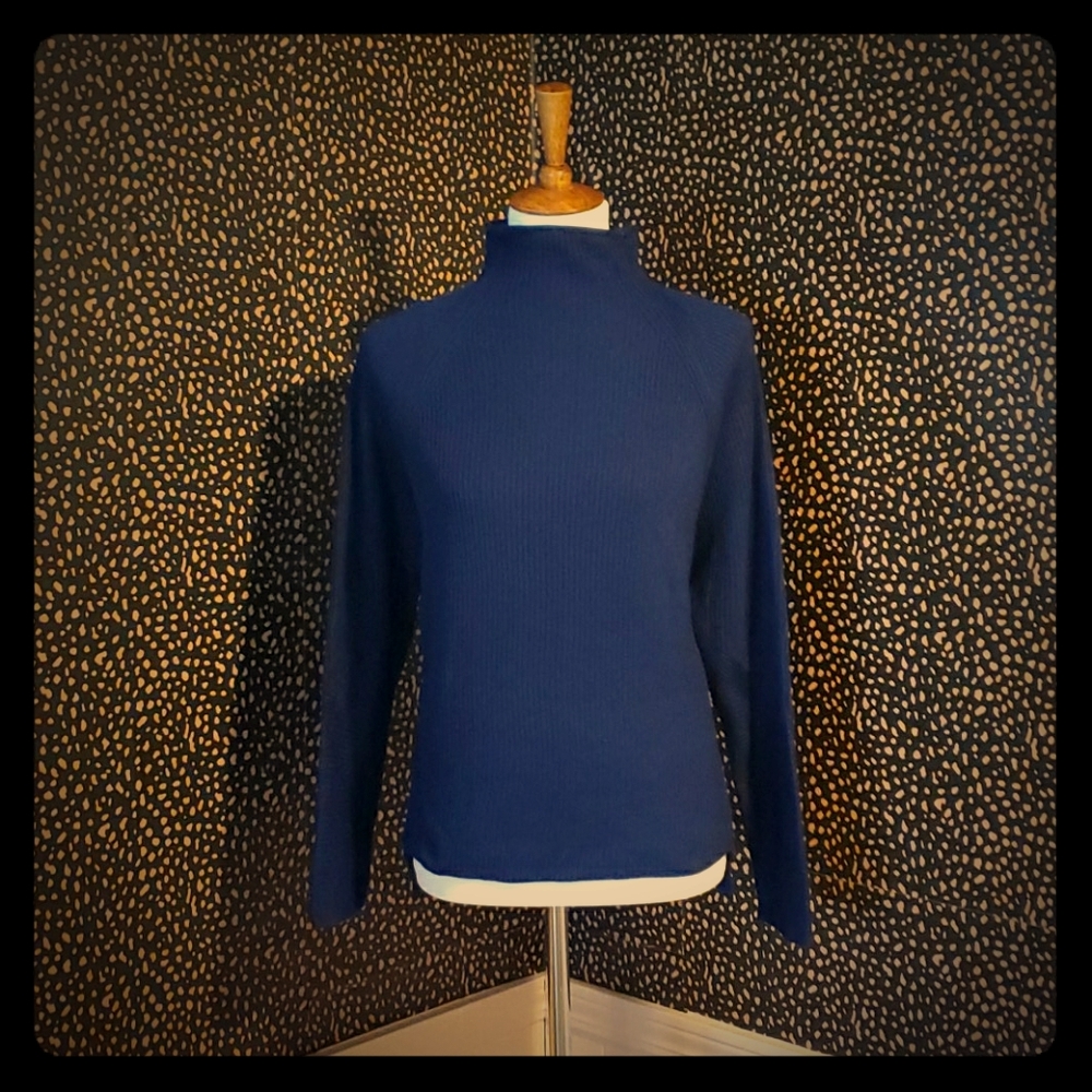 Blue Knitted Turtleneck Sweater